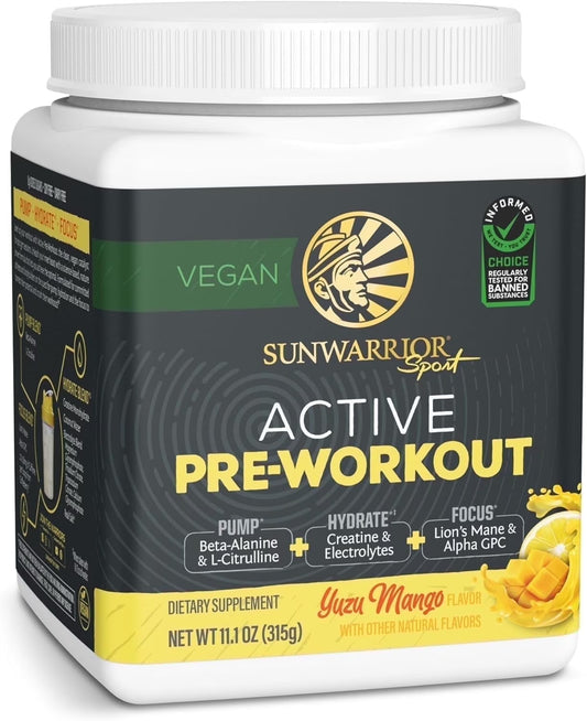 Active Pre-Workout Powder for Men & Women, Yuzu Mango, 315G (30 Servings)