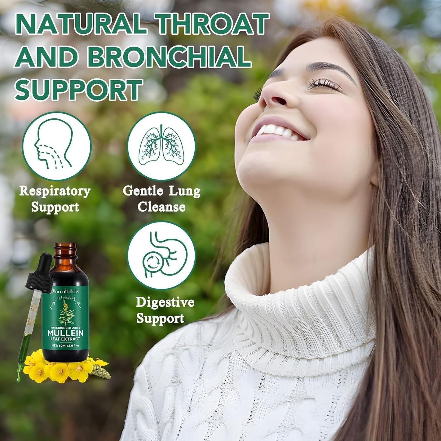 Mullein Drops for Lungs - Mullein Leaf Extract with Chlorophyll for Lung and Res