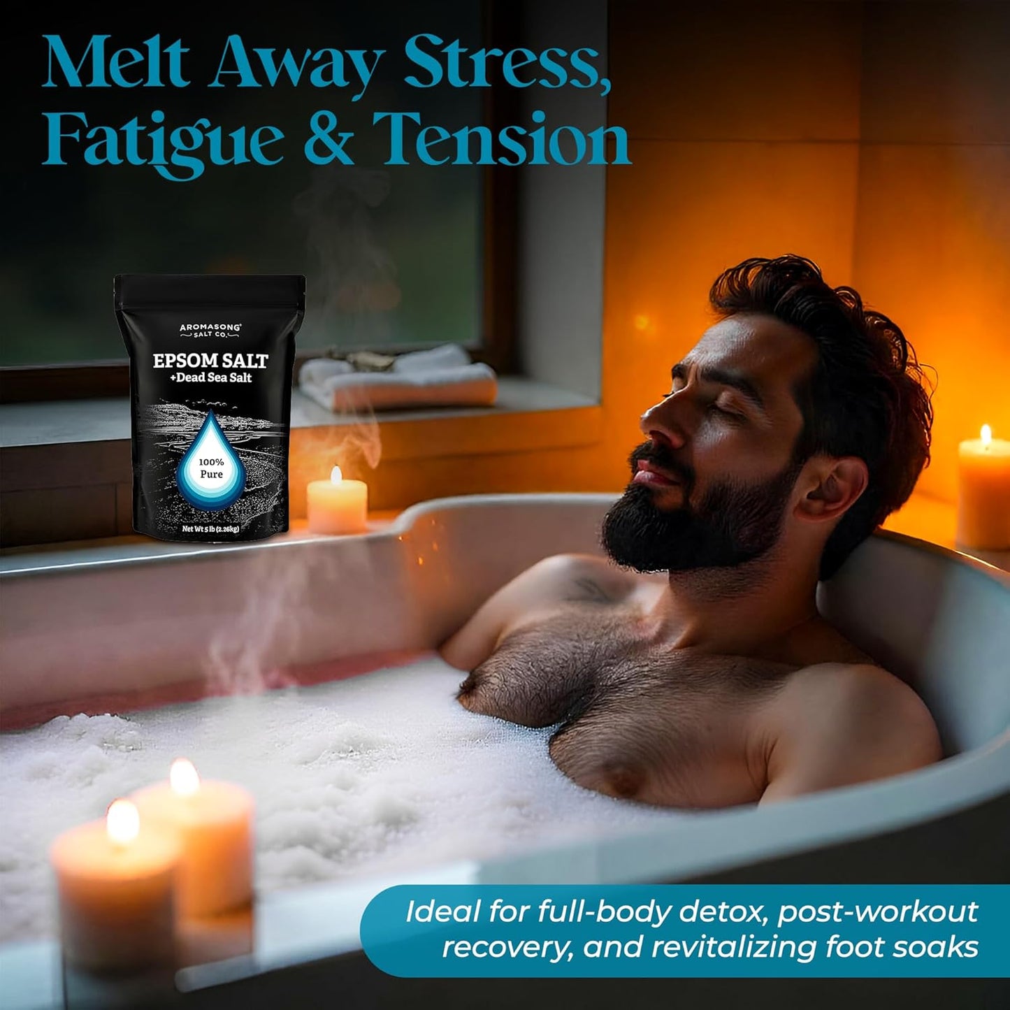 Epsom Salt with Dead Sea Salt for Soaking - Bulk 5 Lb - 100% Pure Bath Salt, Foot & Muscle Soak