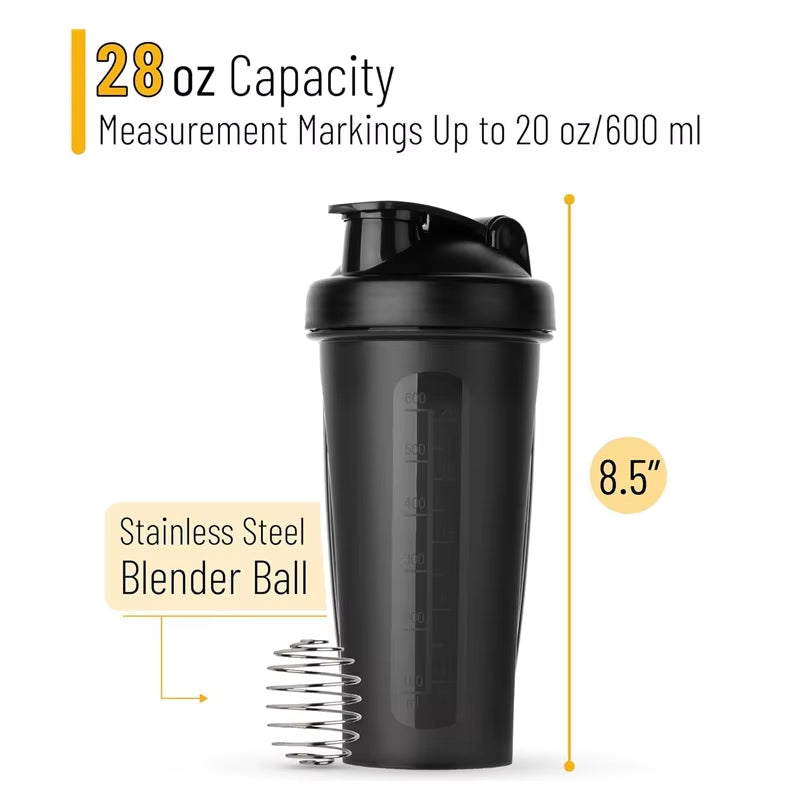 600ML 20Oz Protein Shaker Plastic Portable Bottle for Fiess Enthusiasts Athletes Leak Proof Drink Shaker Cup