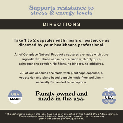 Organic Ashwagandha Capsules - 100 Capsules 500Mg Pure Ashwagandha Supplement