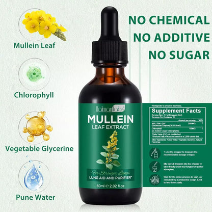 Mullein Drops for Lungs - Mullein Leaf Extract with Chlorophyll for Lung and Res