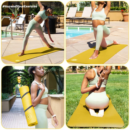 Yoga Mat 10 Mm Thickness with Carry Strap | Lightweight and Non Slip Yoga Mat for Pilates, Yoga | Free Ebook for Mat Workouts