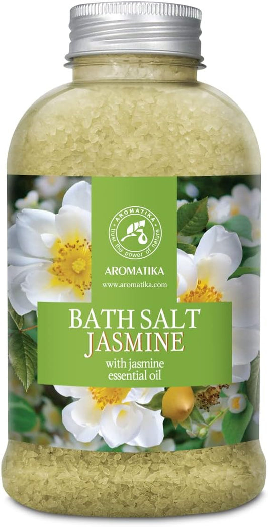 Bath Sea Salt Jasmine 21.16 Oz - Bath Salts with Jasmine Essential Oil for Bath Soak - Relaxing Bath - Body Care - Muscle Relaxation - Good Sleep - Aromatherapy Bath Salts - Flower Bath Salt