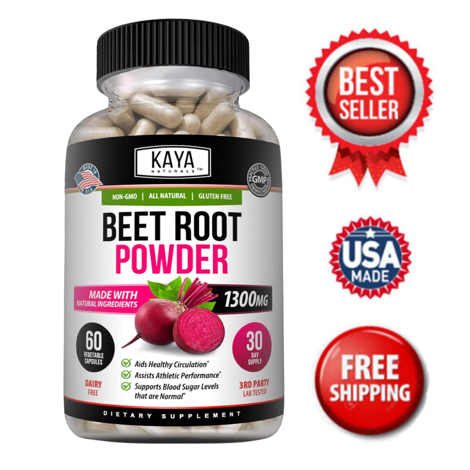 Beet Root Powder 1300Mg Capsules Nitric Oxide Booster Superfood Energy Beetroot
