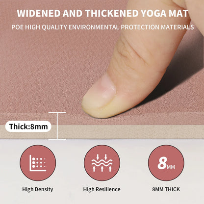 8Mm Large Yoga Mat (6'X 4') with Soft Fabric - Extra Long and Wide 72 X 48 X 0.32 Inches, Non-Slip Surface, Eco-Friendly, Lightweight, Thick Wide Yoga Mat for Home Workouts.(Brown+Apricot)