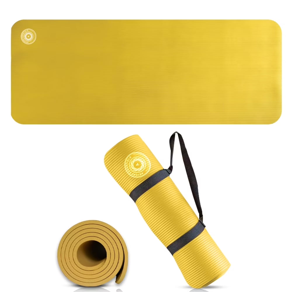 Yoga Mat 10 Mm Thickness with Carry Strap | Lightweight and Non Slip Yoga Mat for Pilates, Yoga | Free Ebook for Mat Workouts