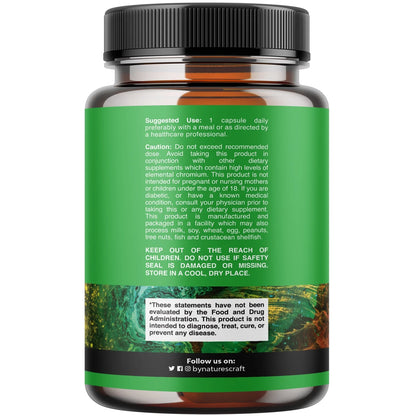 Chromium Picolinate 200Mcg per Serving Mineral Supplements - Natural Chromium Supplement for Sugar Balance Muscle Growth Brain Booster Heart Health - Natural Pre Workout for Men and Women