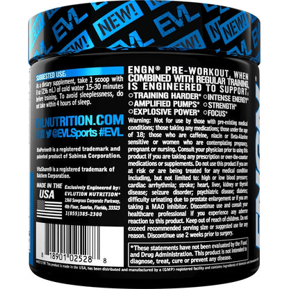 Pre Workout Powder with Creatine -  ENGN Preworkout Supplement 30 Servings (Blue Raz)