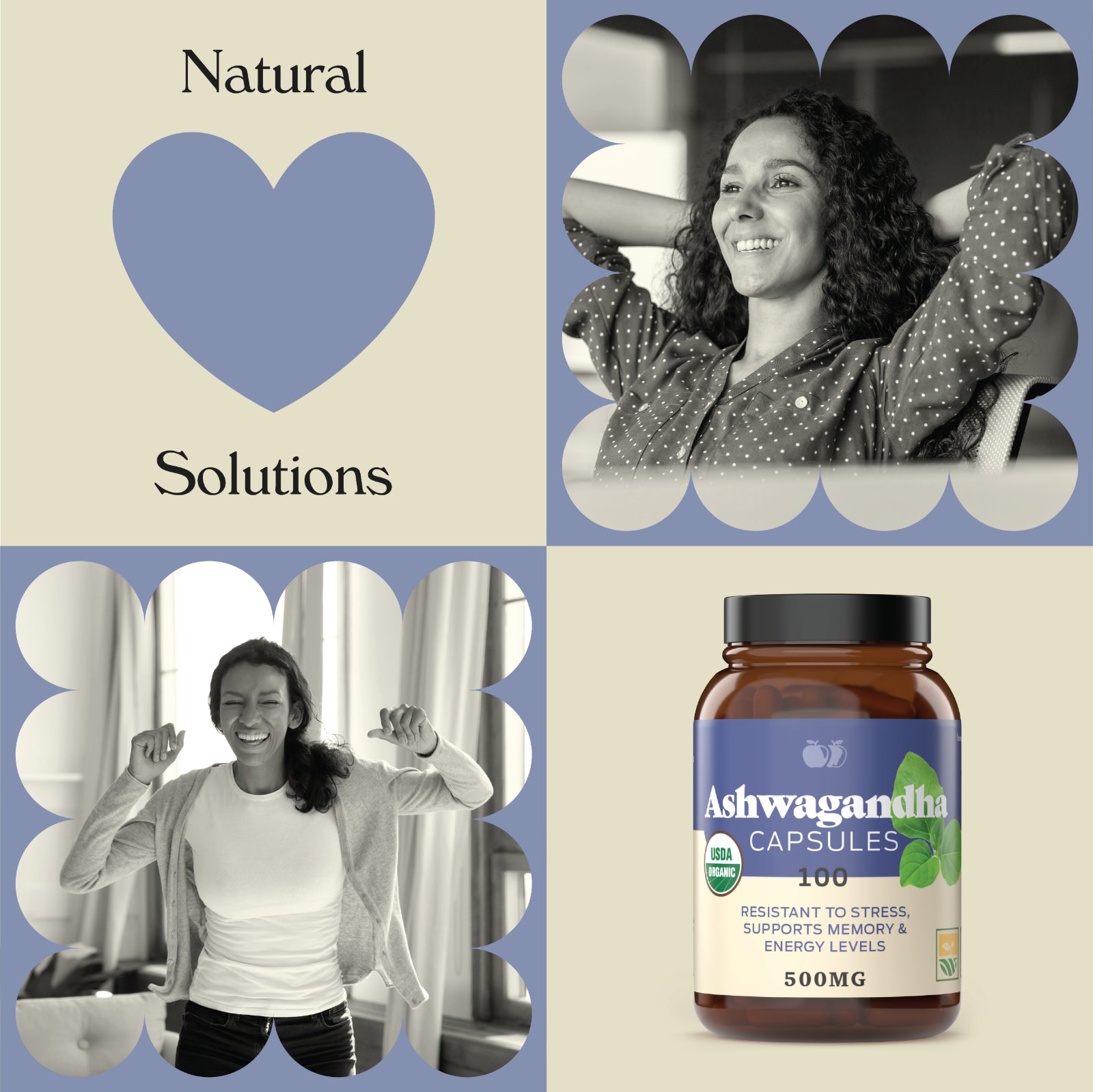 Organic Ashwagandha Capsules - 100 Capsules 500Mg Pure Ashwagandha Supplement