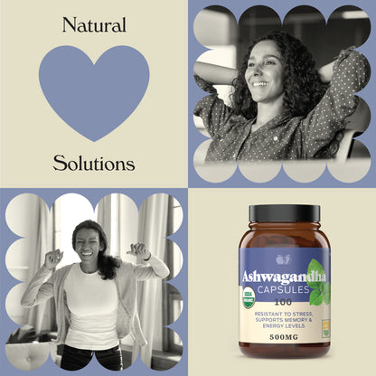 Organic Ashwagandha Capsules - 100 Capsules 500Mg Pure Ashwagandha Supplement