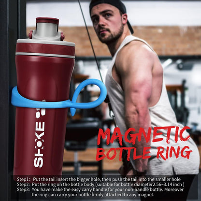 Stainless Steel Shaker Bottle Water Bottle with Whisk Protein 27Oz Shaker Bottles/Shaker Cups for Protein Mixes Leak Proof with Rubber Water Bottle Sleeve and Rubber Handle-Blue