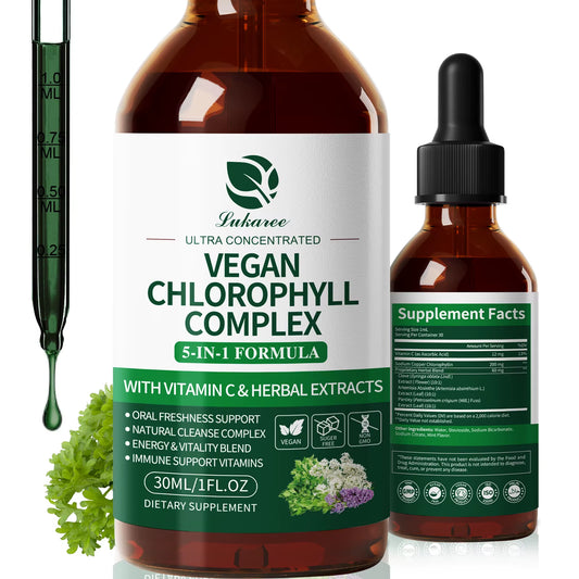 Lukaree 30ML Chlorophyll Liquid Drops Supports Natural Cleansing & Immune, Internal Deodorant,Skin & Gut Health,Vegan,Sugar-Free