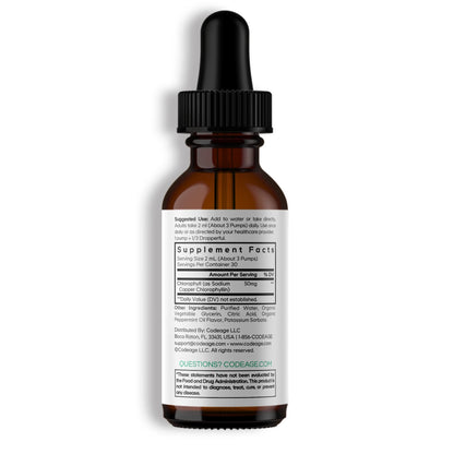 Chlorophyll Liquid Drops, Vegan Chlorophyllin Supplement, Organic Peppermint Oil, 60 Ml