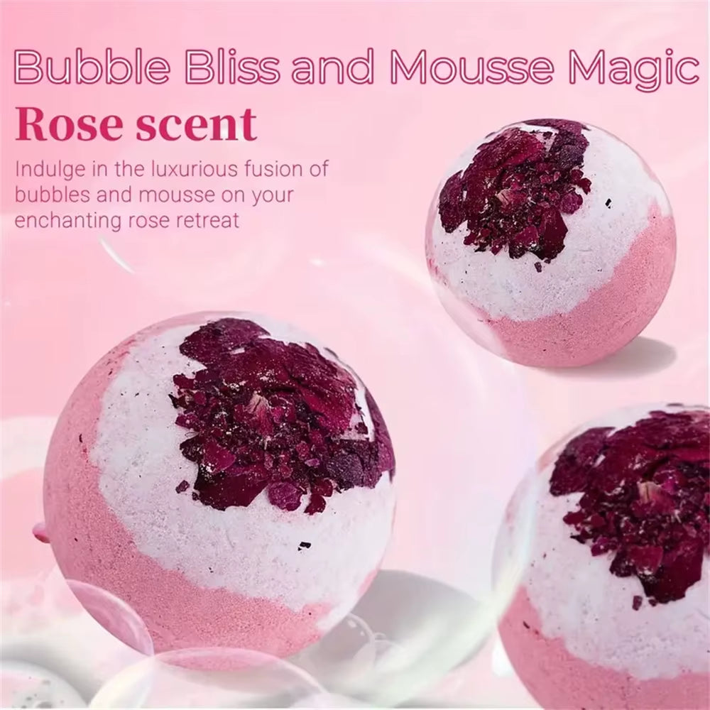 Bath Bomb Set Moisturizing Peeling Skin Care Bath Ball with Essential Oils and Bath Salts Handmade Bubble Ball Gift for Relaxing
