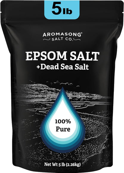 Epsom Salt with Dead Sea Salt for Soaking - Bulk 5 Lb - 100% Pure Bath Salt, Foot & Muscle Soak