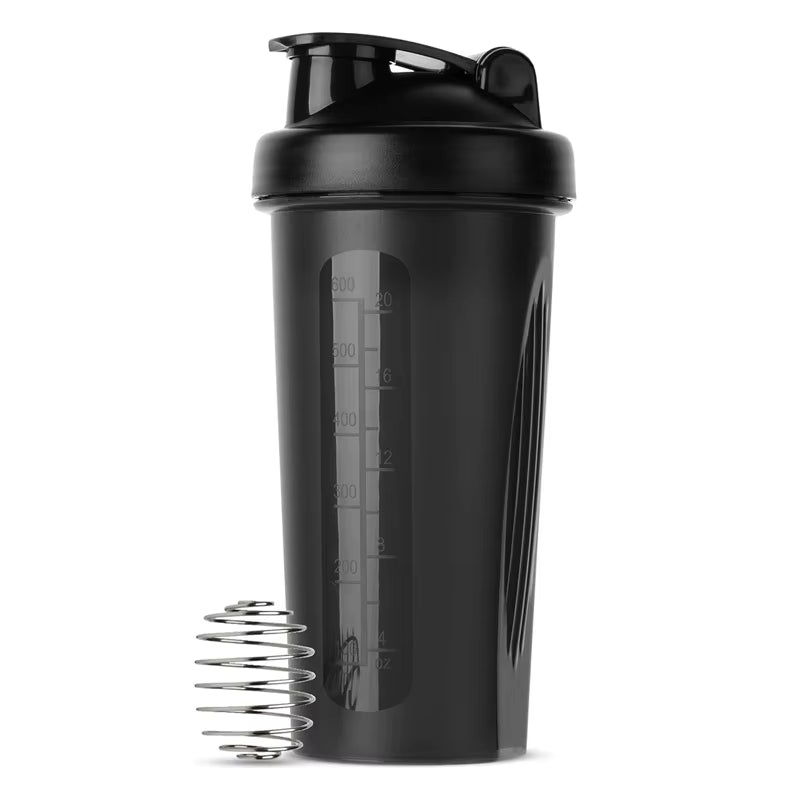 600ML 20Oz Protein Shaker Plastic Portable Bottle for Fiess Enthusiasts Athletes Leak Proof Drink Shaker Cup