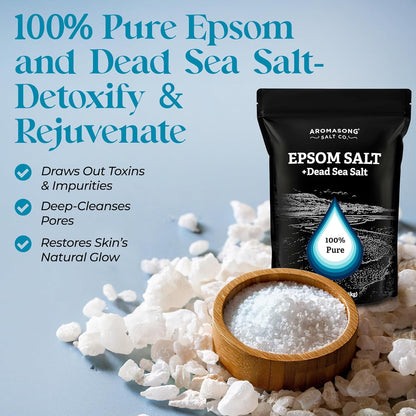 Epsom Salt with Dead Sea Salt for Soaking - Bulk 5 Lb - 100% Pure Bath Salt, Foot & Muscle Soak