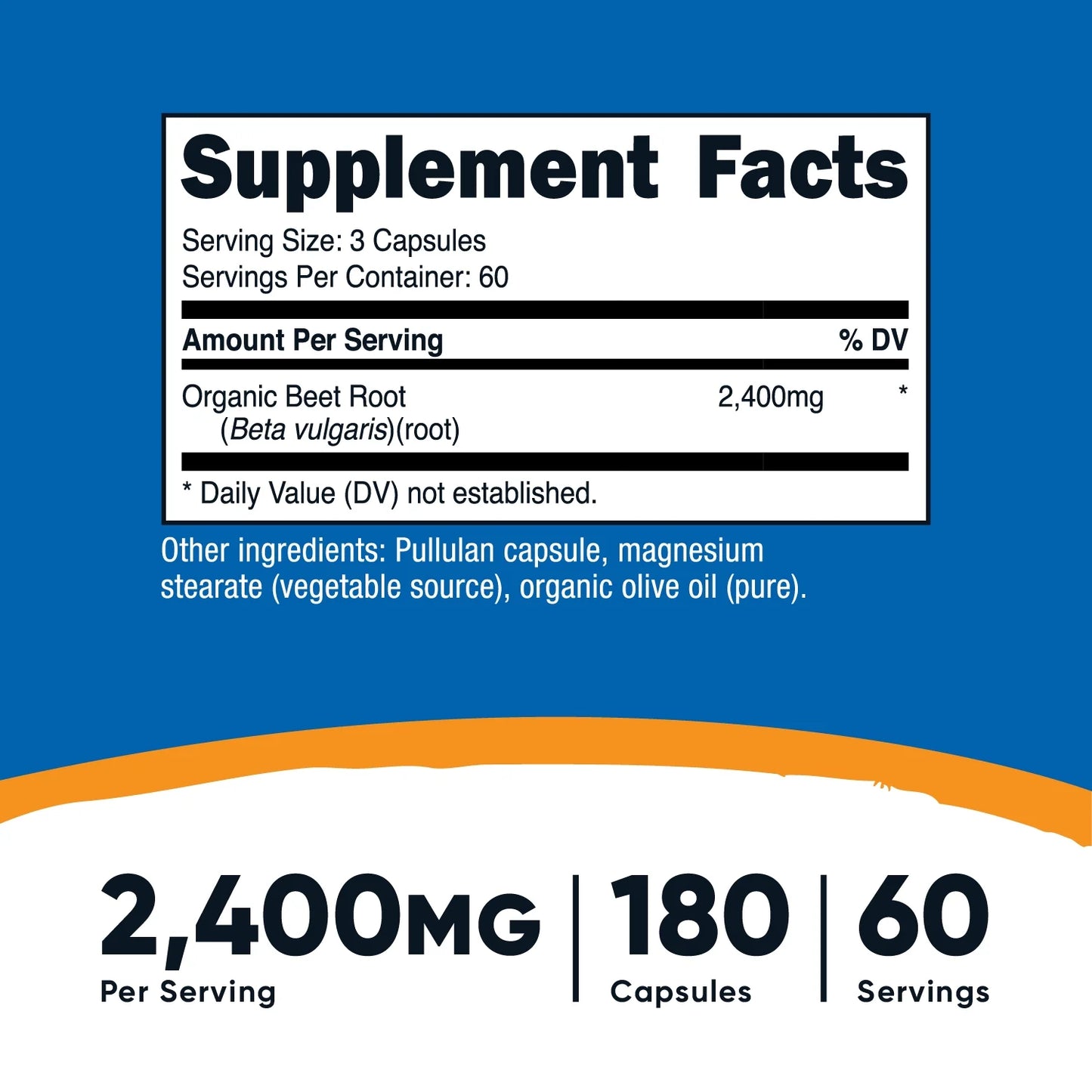 Beet Root 2400Mg, 180 Capsules - Supplement Made with Organic Beet Root, 60 Servings