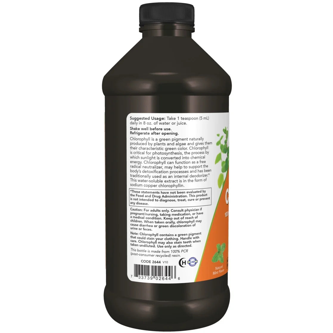 Supplements, Liquid Chlorophyll, Super Concentrated, Internal Deodorizer*, Mint Flavor, 16-Ounce