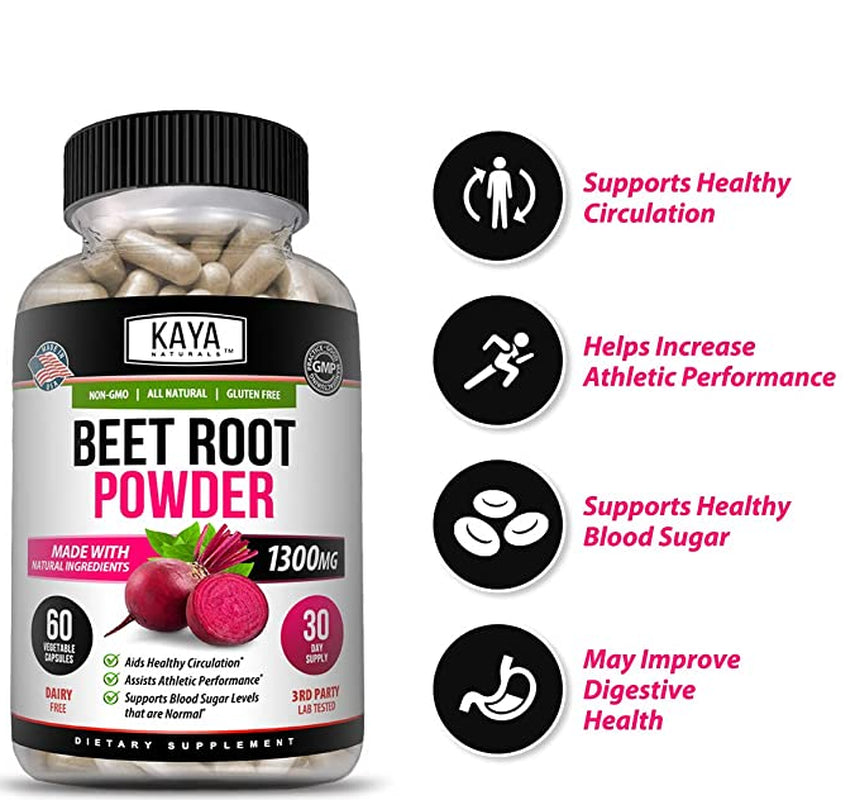 Beet Root Powder 1300Mg Capsules Nitric Oxide Booster Superfood Energy Beetroot