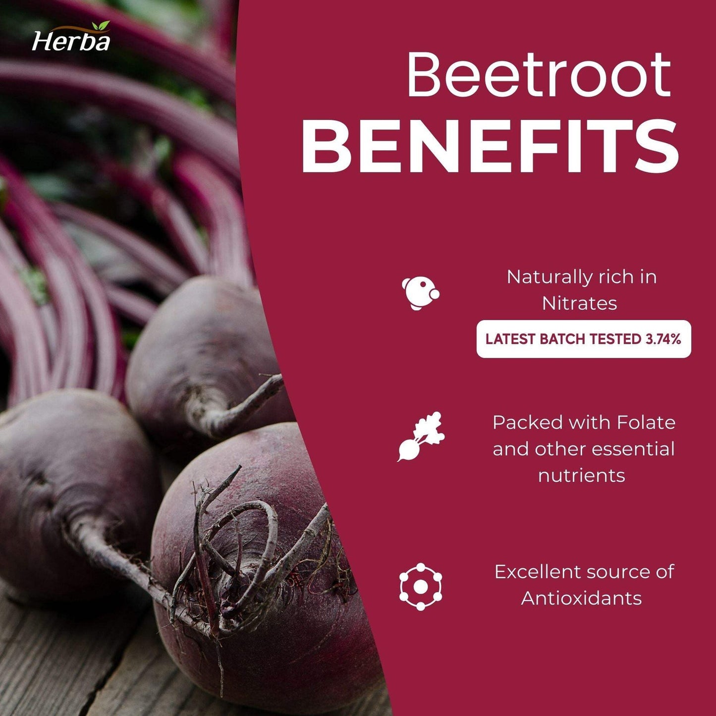 Organic Beet Root Supplement - 180 Capsules | 10,000Mg Equivalent - 20:1 Extract
