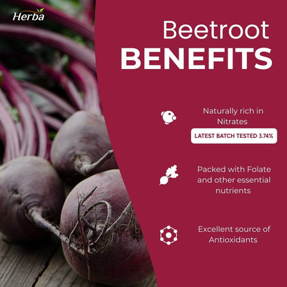 Organic Beet Root Supplement - 180 Capsules | 10,000Mg Equivalent - 20:1 Extract