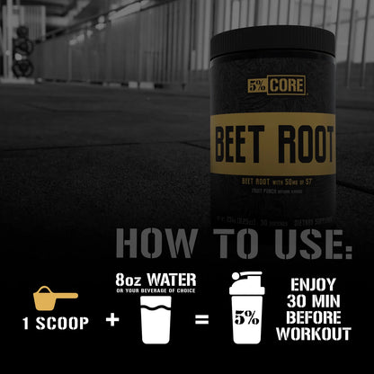Core Beet Root | Nitric Oxide Beet Root Powder Pre Workout Additive | 6000Mg Beet Root Extract + 50Mg S7 | Vegan & Keto | 30 Servings (Fruit Punch)