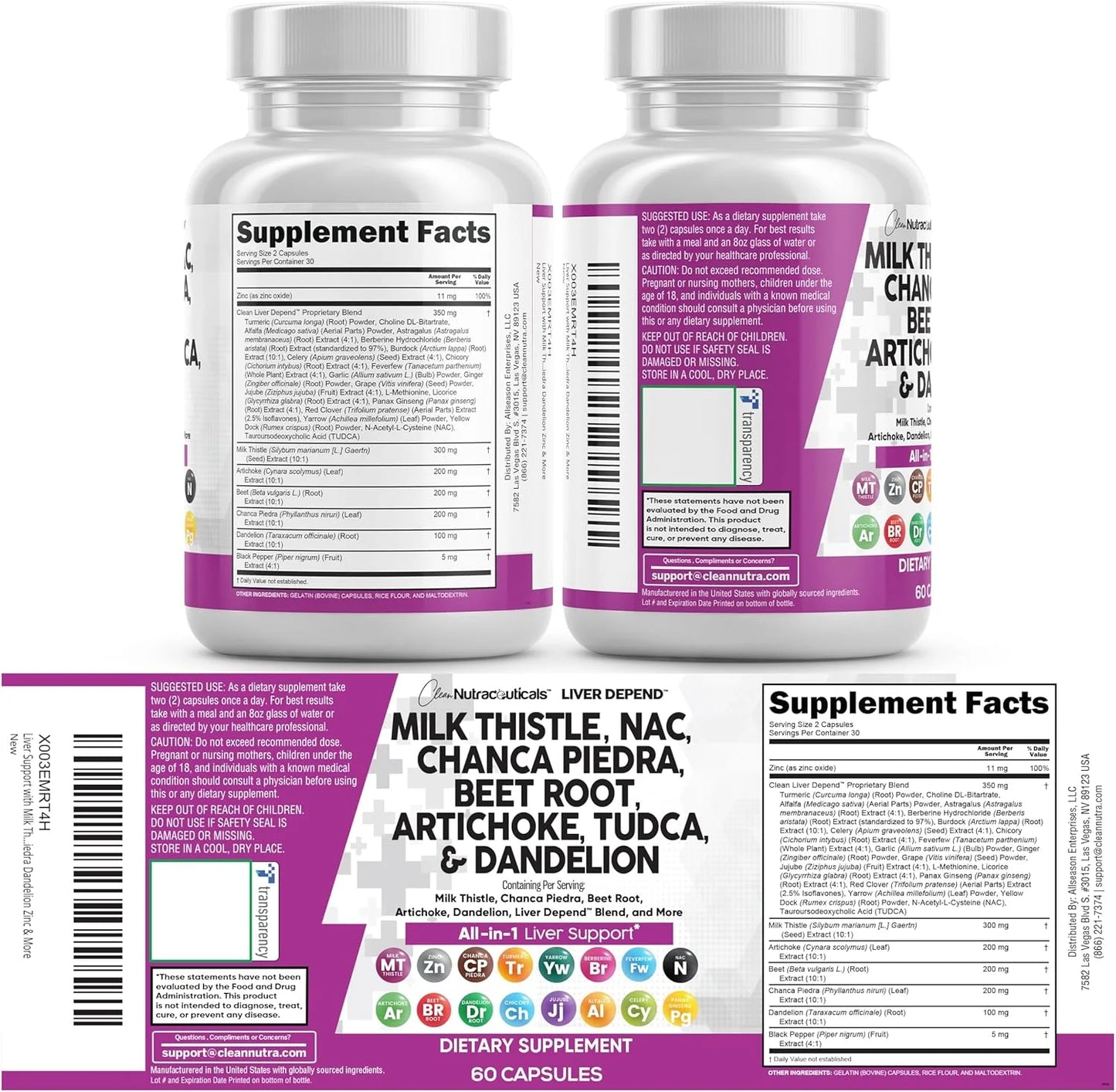 Milk Thistle NAC Chanca Piedra Beet Root Artichoke Dandelion Root - Liver Cleanse Detox & Repair Supplement plus TUDCA Choline and Ginger - 60 Count