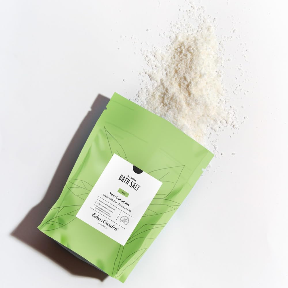 Ache Bath Salt Soak – Yuzu Cannabliss Blend with Pure Essential Oils, Epsom, Dead Sea Salt & Magnesium – for Men & Women, Tension Relief & Muscle Recovery after Workout, 10 Oz (283 G)