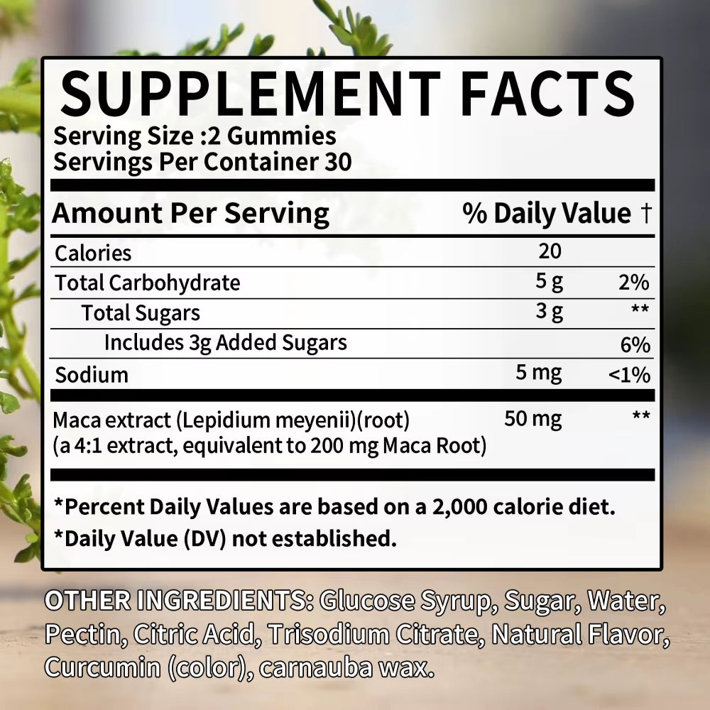 Workout Supplements Maca Root Gummies - Reproductive Health Energy, Motivation, Balanced Energy, Enhanced Endurance