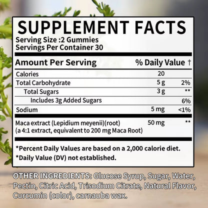 Workout Supplements Maca Root Gummies - Reproductive Health Energy, Motivation, Balanced Energy, Enhanced Endurance