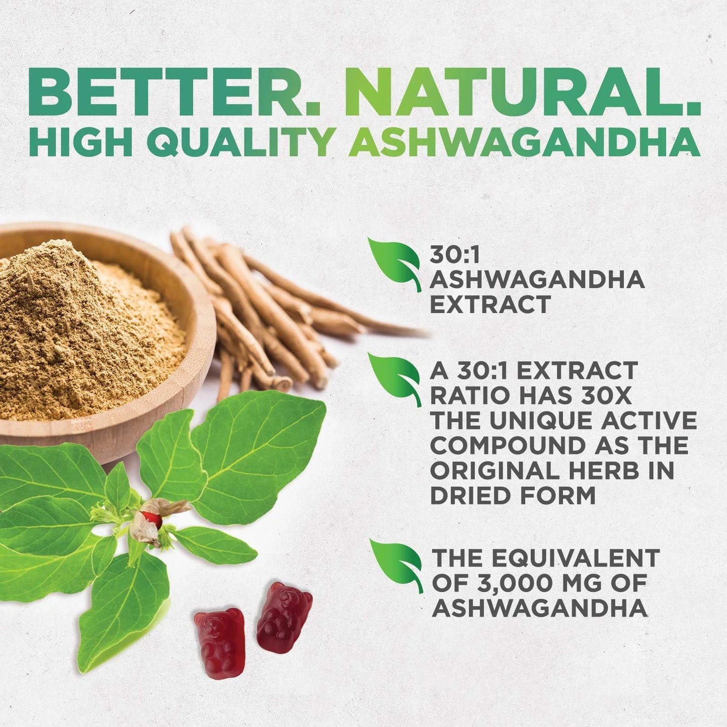 Ashwagandha Gummies 30:1 Extract - 3000Mg Equivalent - Advanced Ashwagandha Gummy Formula for Daily Use - Adaptogenic Supplement for Natural Calm, Relaxation, & Immune Support - Vegan - 60 Gummies