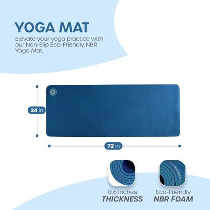 Yoga Mat 10 Mm Thickness with Carry Strap | Lightweight and Non Slip Yoga Mat for Pilates, Yoga