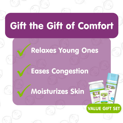 Baby Spa Set with Bubbling Vapor Bath, Soothing Bath Salts, and Head-To-Toe Balm Stick