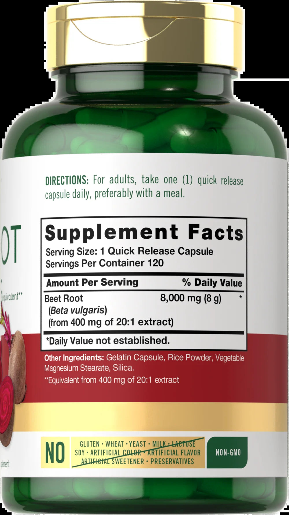 Beet Root Capsules | 8000 Mg | 120 Count | Non-Gmo and Gluten Free Supplement | by